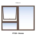 Aluminum Window Top Hung 1 Vent Bronze - PT129