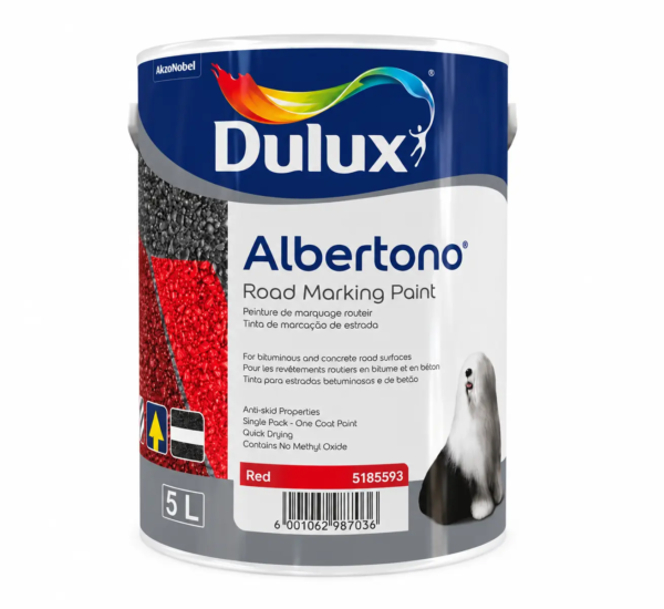 Red Dulux Albertono Road Marking Paint Can